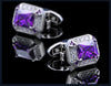 PURPLE CRYSTAL SILVER CUFFLINKS