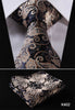 Orange Navy Blue Floral 100%  Silk Tie Necktie Set