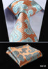 Orange Navy Blue Floral 100%  Silk Tie Necktie Set