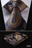 Orange Navy Blue Floral 100%  Silk Tie Necktie Set