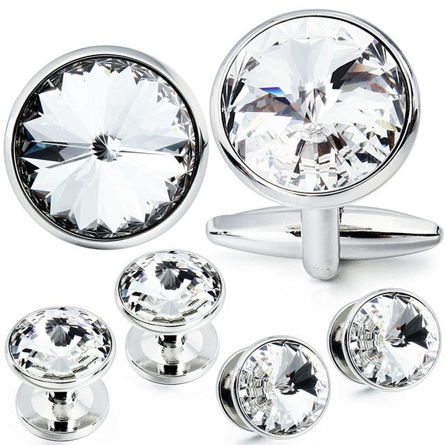 Silver Cufflinks and Studs Tuxedo Set