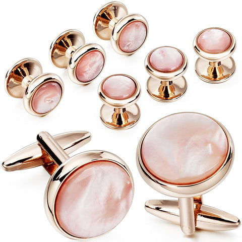 Rose Gold Flower Cufflinks Tuxedo Studs Set