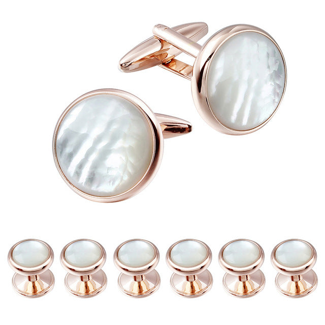 Mother of Pearl Cufflinks and Dress Studs Set