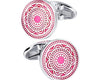 ENAMEL PATTERN PINK SILVER CUFFLINKS