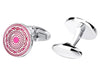 ENAMEL PATTERN PINK SILVER CUFFLINKS