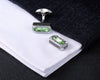 GREEN CRYSTAL SILVER CUFFLINKS