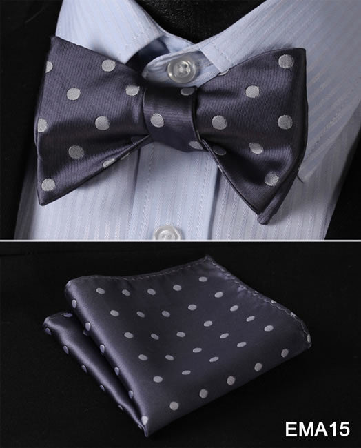 Polka Dot Men Bow Tie Set