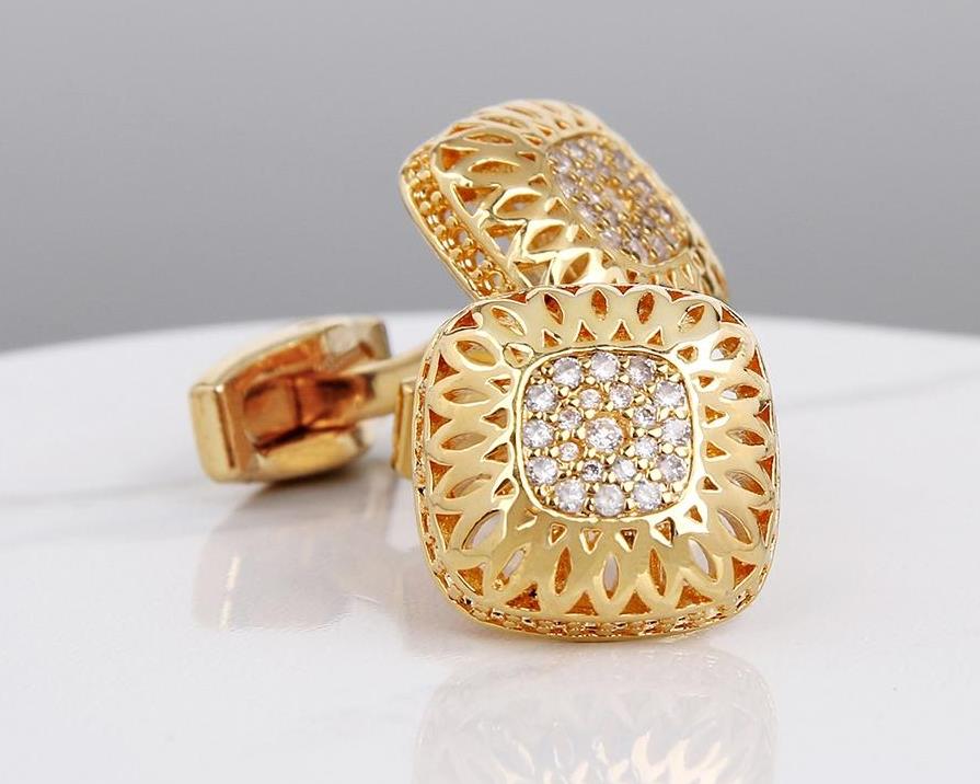 Gold Zircons Luxury Cufflinks