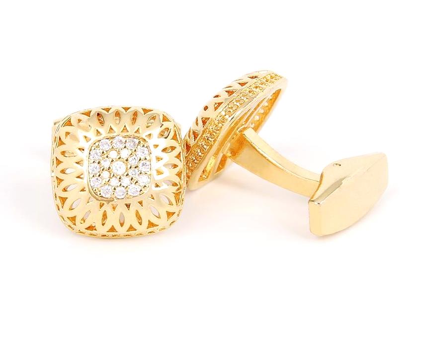 Gold Zircons Luxury Cufflinks