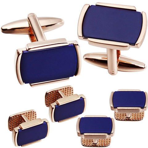 Gold Black stone Rounded Cufflinks & Studs