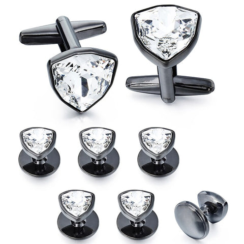 Red American Football Cufflinks and Studs Set