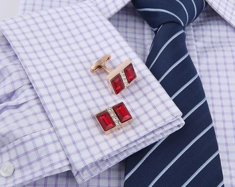 red crystal cufflinks