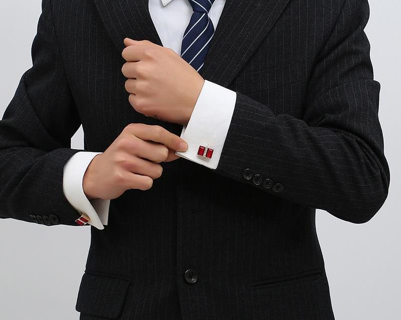 red crystal cufflinks