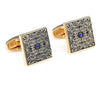 Blue zircon Gold Square Cufflinks