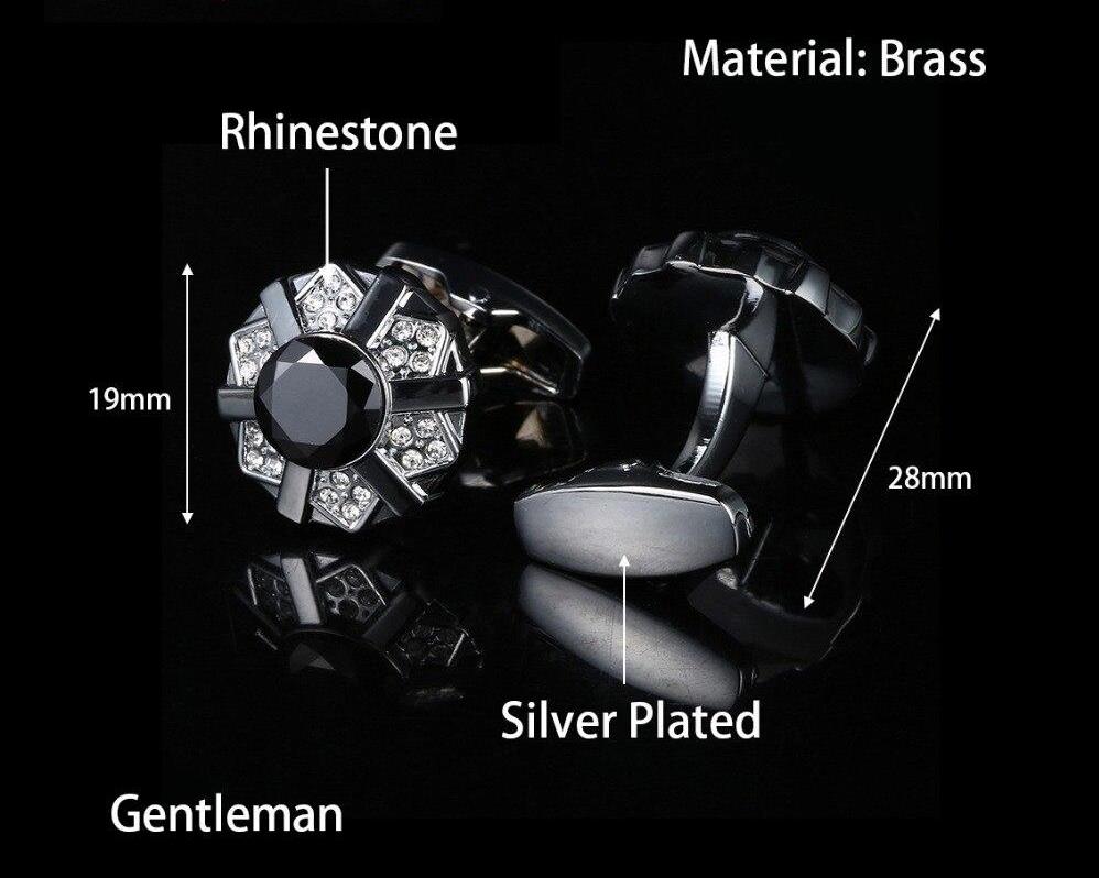 Black silver Rhinestone Cufflinks