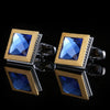 Blue Crystal Gold and Silver Cufflinks