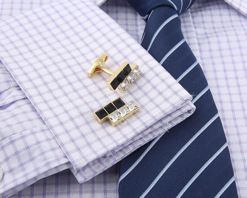 Crystal gold cufflinks