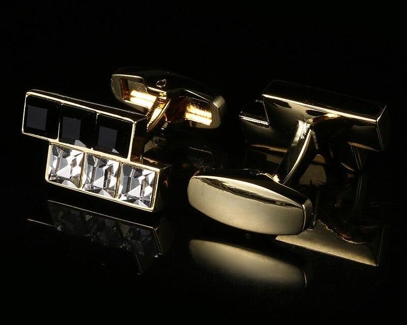 Crystal gold cufflinks