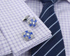 Blue silver square cufflinks