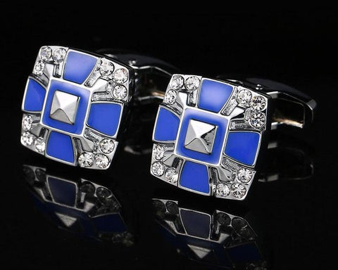 Triangle Blue Crystal cufflinks