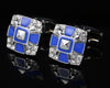 Blue silver square cufflinks