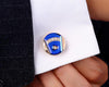 Blue Rhinestone Gold Cufflinks