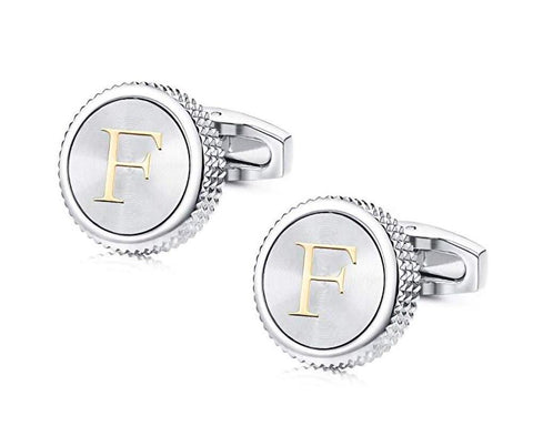 Silver Crystal Round Cufflinks