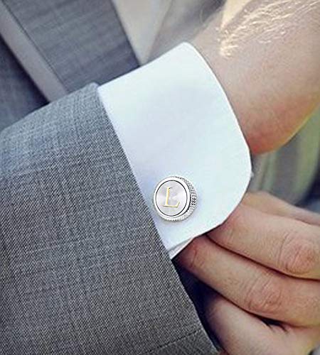 Round Letter Silver Cufflinks