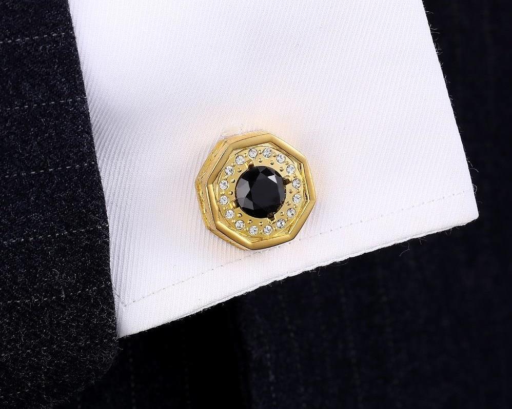 Rhinestone Gold Cufflinks