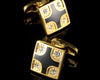 Square Crystal Gold Cufflinks