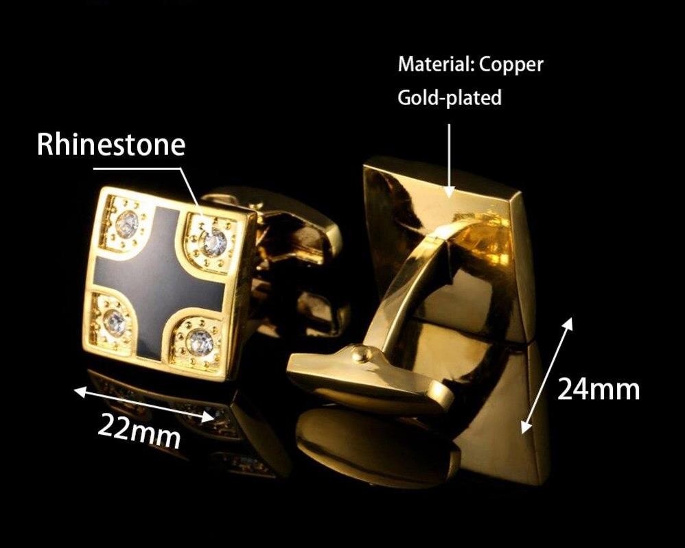 Square Crystal Gold Cufflinks