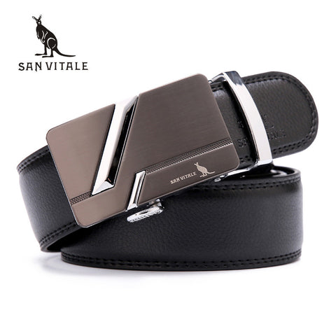 Genuine leopard leather belt, automatic buckle