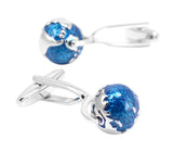 Blue globe silver cufflinks