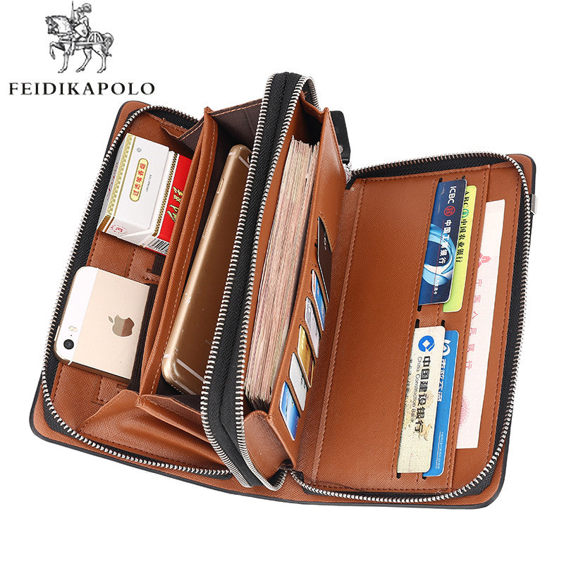 Double Zipper Leather Wallet