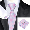 20 Style Mens Tie Set Fashion Plaid Silk Neck Tie Hanky Cuff links for Business Wedding Suit Jacquard Woven Ties for Men