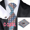 20 Style Mens Tie Set Fashion Plaid Silk Neck Tie Hanky Cuff links for Business Wedding Suit Jacquard Woven Ties for Men