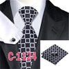 20 Style Mens Tie Set Fashion Plaid Silk Neck Tie Hanky Cuff links for Business Wedding Suit Jacquard Woven Ties for Men