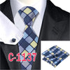 20 Style Mens Tie Set Fashion Plaid Silk Neck Tie Hanky Cuff links for Business Wedding Suit Jacquard Woven Ties for Men