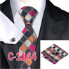20 Style Mens Tie Set Fashion Plaid Silk Neck Tie Hanky Cuff links for Business Wedding Suit Jacquard Woven Ties for Men