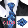 20 Style Mens Tie Set Fashion Plaid Silk Neck Tie Hanky Cuff links for Business Wedding Suit Jacquard Woven Ties for Men