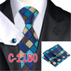 20 Style Mens Tie Set Fashion Plaid Silk Neck Tie Hanky Cuff links for Business Wedding Suit Jacquard Woven Ties for Men