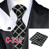 20 Style Mens Tie Set Fashion Plaid Silk Neck Tie Hanky Cuff links for Business Wedding Suit Jacquard Woven Ties for Men