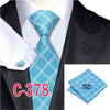 20 Style Mens Tie Set Fashion Plaid Silk Neck Tie Hanky Cuff links for Business Wedding Suit Jacquard Woven Ties for Men