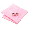 Pink White Silk Tie Hanky Cufflinks Set