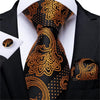 Gold Black Paisley Silk Tie