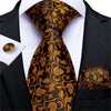 Gold Black Paisley Silk Tie