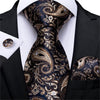 Gold Black Paisley Silk Tie