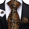 Gold Black Paisley Silk Tie