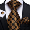 Gold Black Paisley Silk Tie