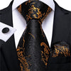 Gold Black Paisley Silk Tie